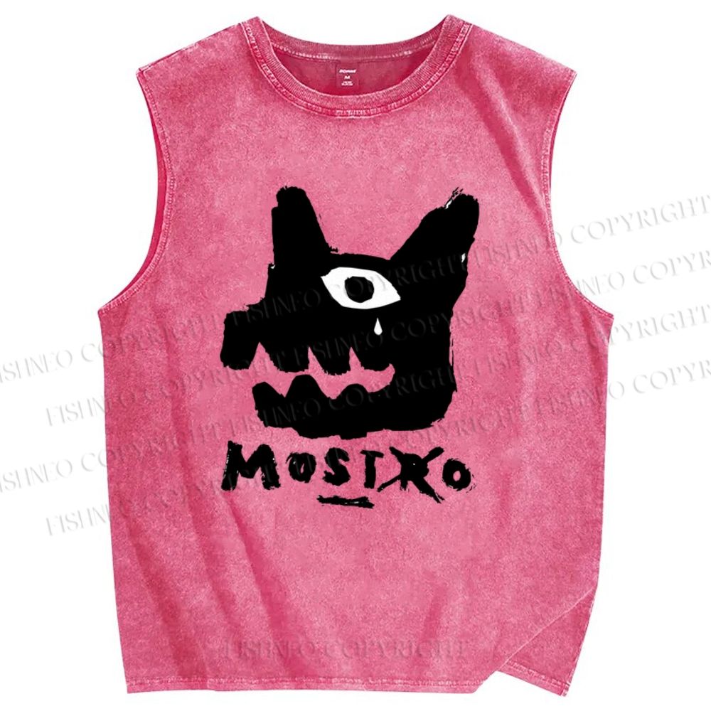 Unisex Monsters Printed Washed Tank Top