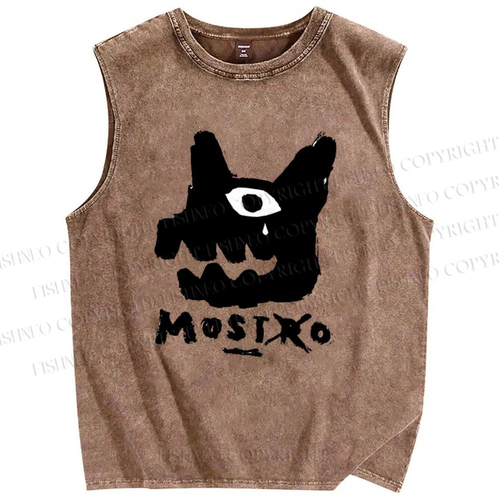 Unisex Monsters Printed Washed Tank Top