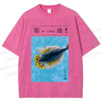 Unisex Tsukiji Fish Market Printed Washed Tee