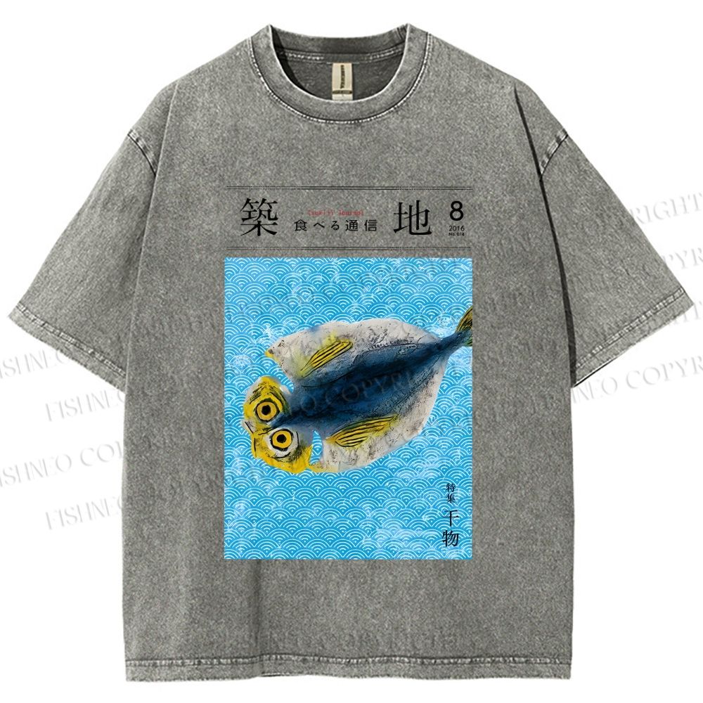 Unisex Tsukiji Fish Market Printed Washed Tee