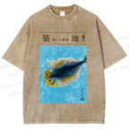 Unisex Tsukiji Fish Market Printed Washed Tee