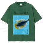 Unisex Tsukiji Fish Market Printed Washed Tee