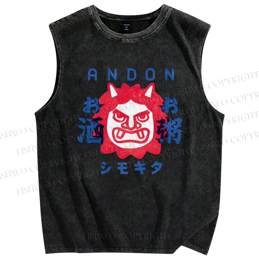 Unisex Andon Printed Washed Tank Top