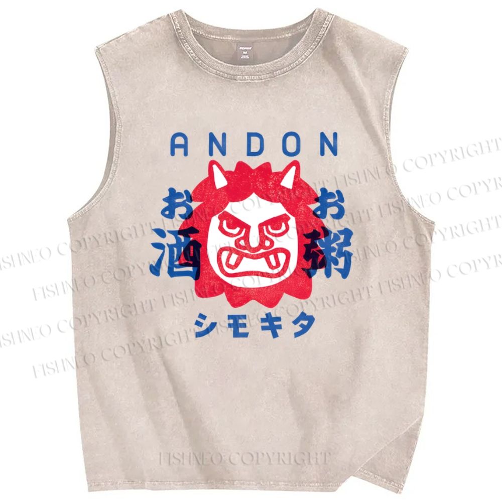 Unisex Andon Printed Washed Tank Top