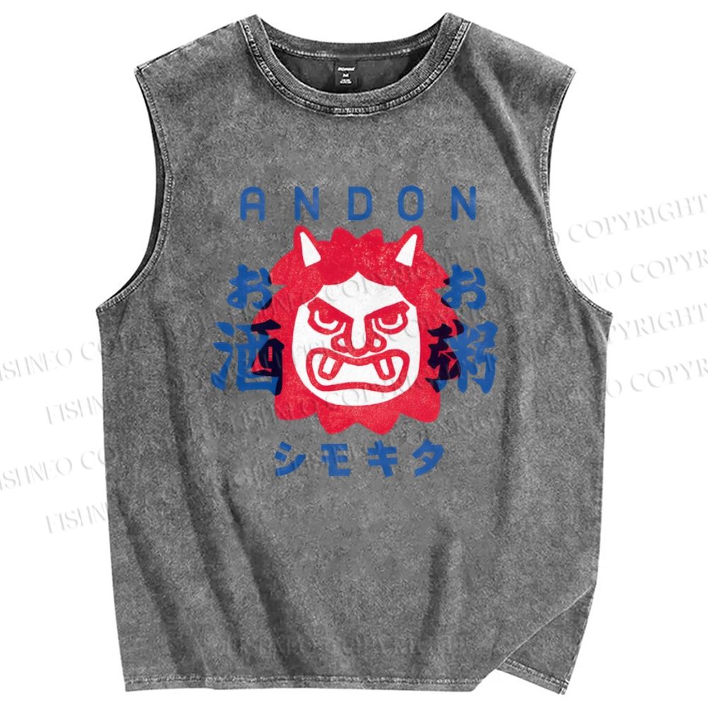 Unisex Andon Printed Washed Tank Top