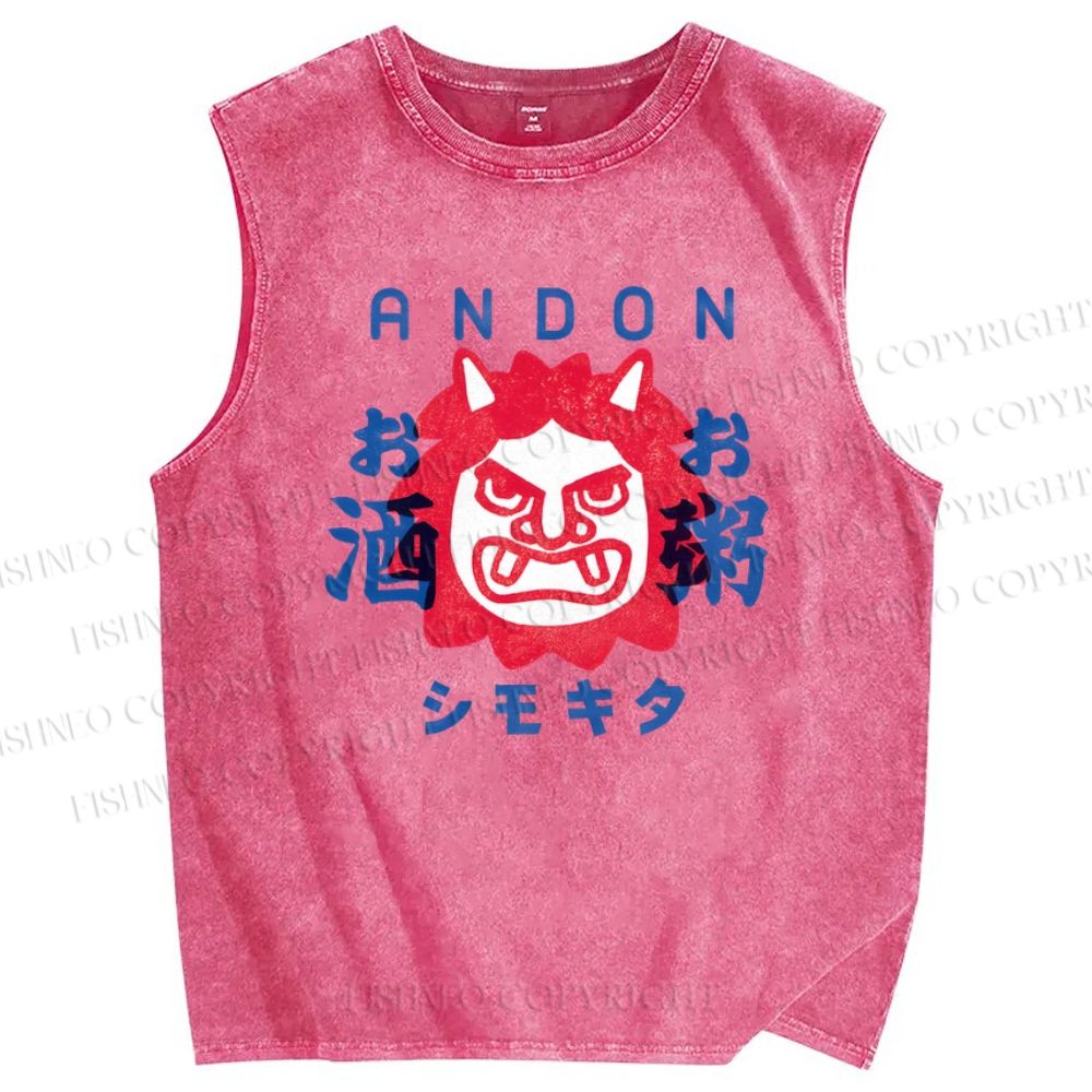 Unisex Andon Printed Washed Tank Top