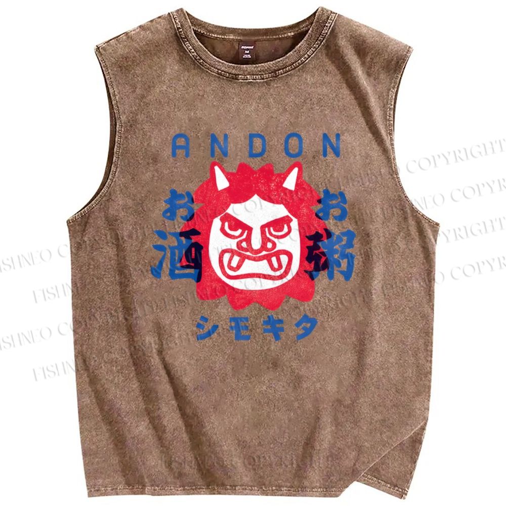 Unisex Andon Printed Washed Tank Top