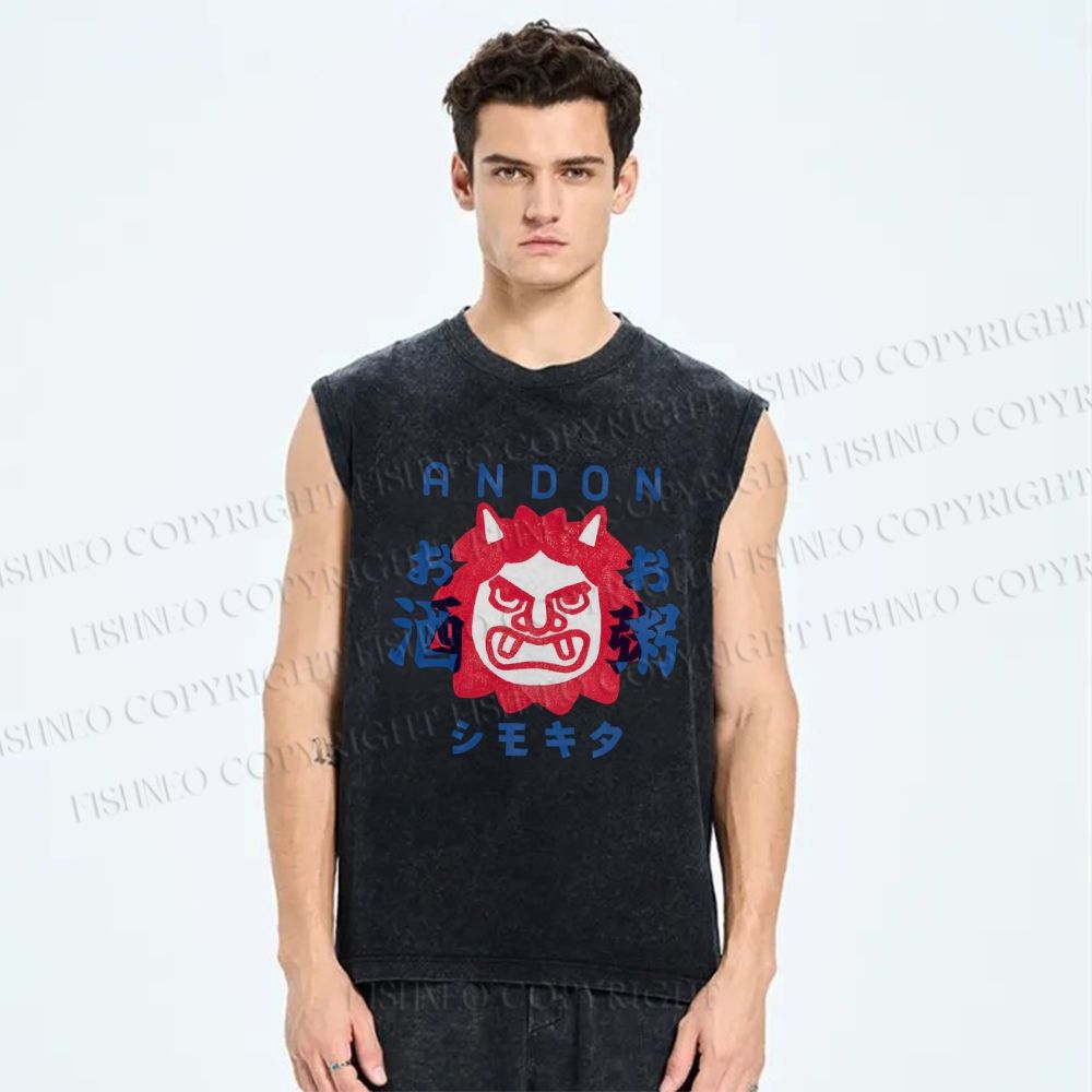 Unisex Andon Printed Washed Tank Top