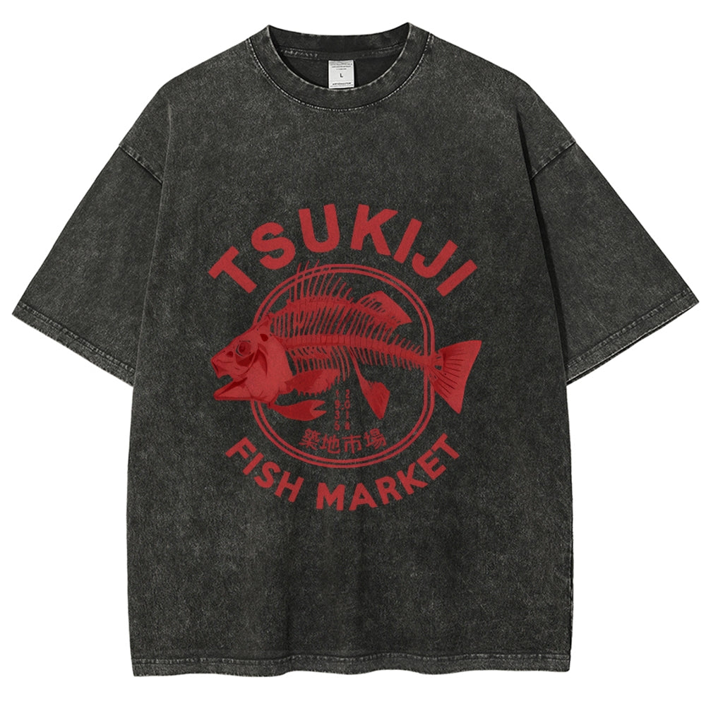 Tsukiji Fish Market Vintage Washed T-shirt