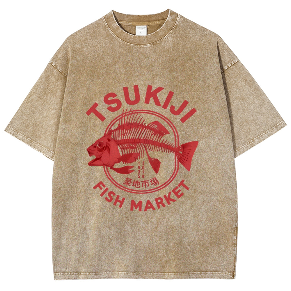 Tsukiji Fish Market Vintage Washed T-shirt