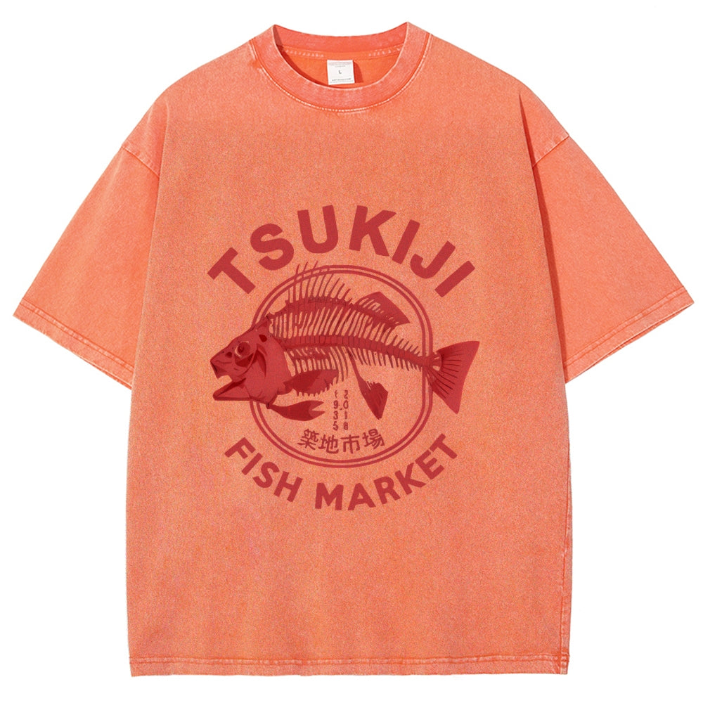Tsukiji Fish Market Vintage Washed T-shirt