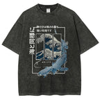 Ukiyoe Waves And Fish Washed T-Shirt