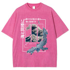 Ukiyoe Waves And Fish Washed T-Shirt