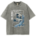 Ukiyoe Waves And Fish Washed T-Shirt