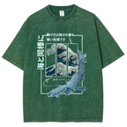 Ukiyoe Waves And Fish Washed T-Shirt