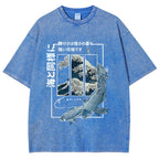 Ukiyoe Waves And Fish Washed T-Shirt