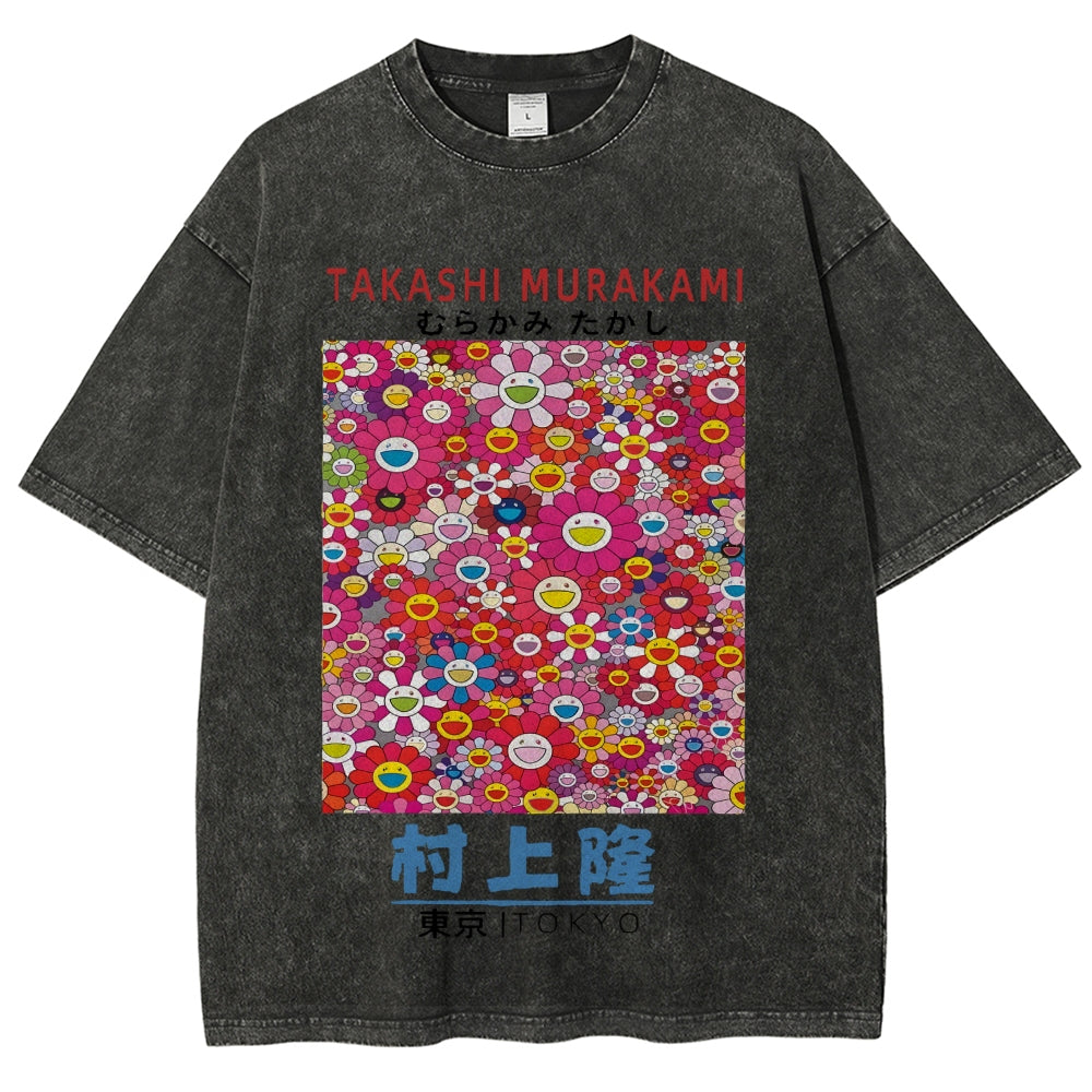Japan Sunflower Vintage Wash Japanese Design T-Shirt