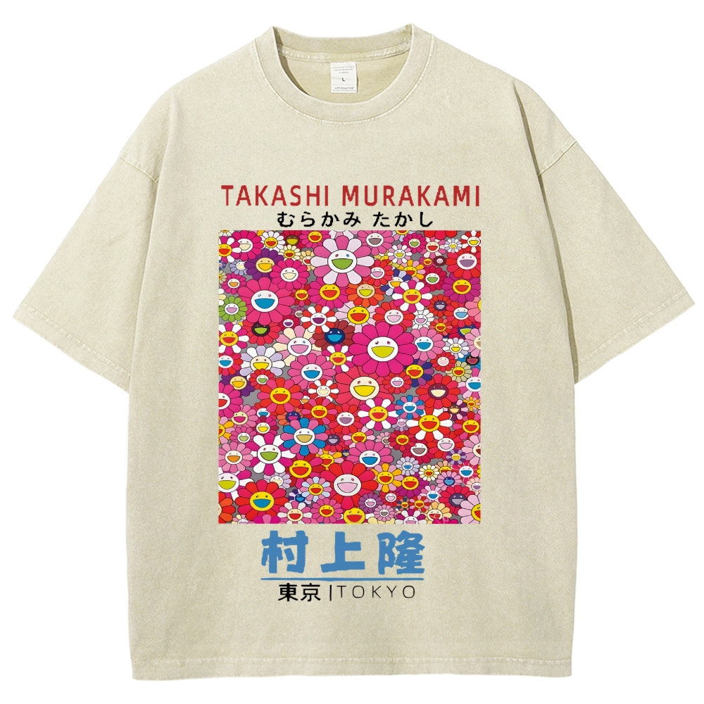 Japan Sunflower Vintage Wash Japanese Design T-Shirt