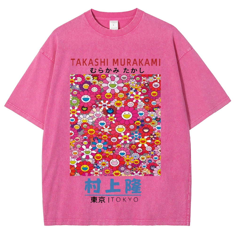 Japan Sunflower Vintage Wash Japanese Design T-Shirt