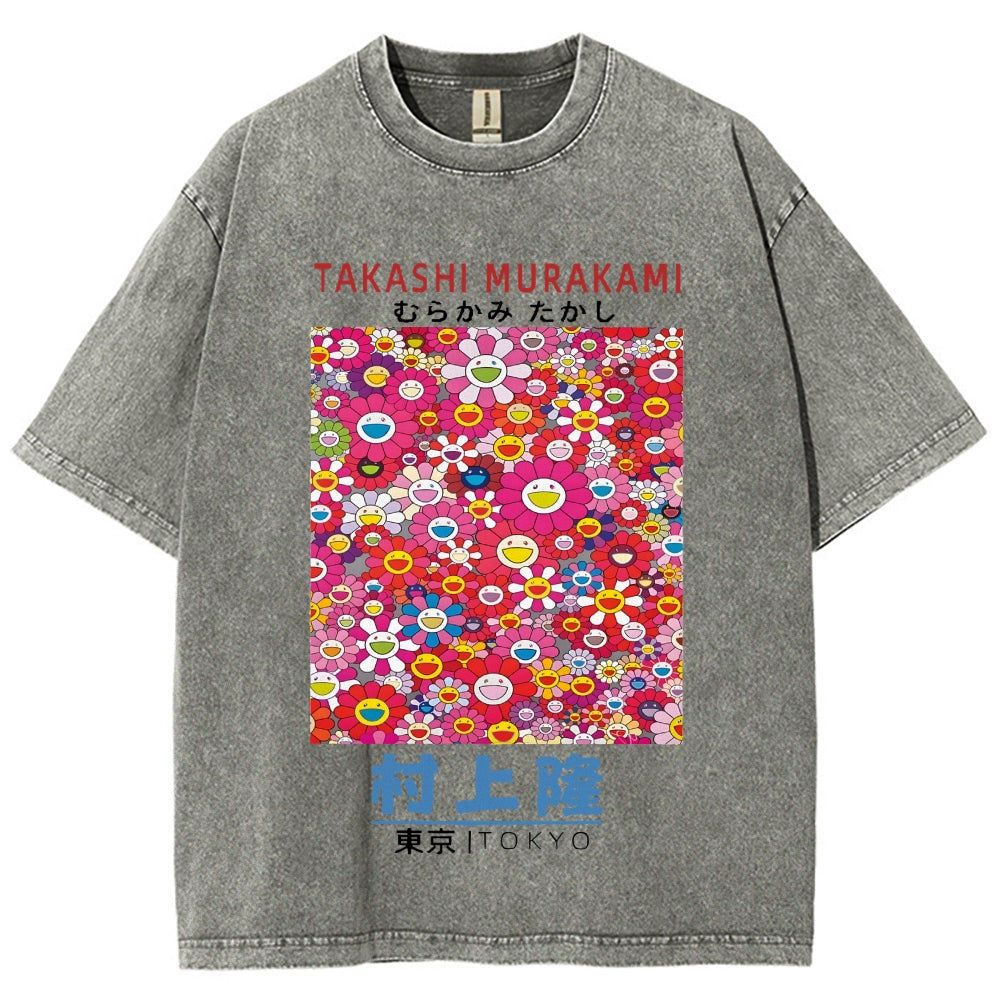 Japan Sunflower Vintage Wash Japanese Design T-Shirt