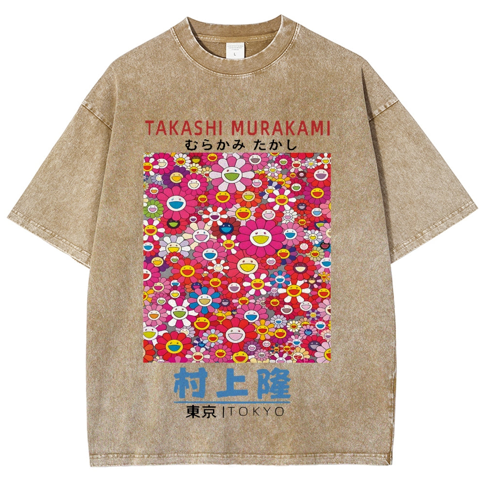 Japan Sunflower Vintage Wash Japanese Design T-Shirt