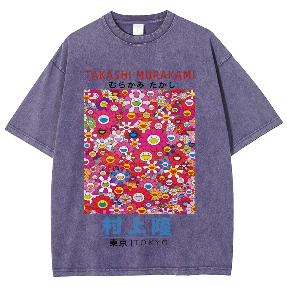 Japan Sunflower Vintage Wash Japanese Design T-Shirt