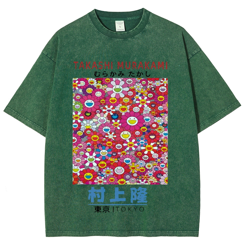 Japan Sunflower Vintage Wash Japanese Design T-Shirt