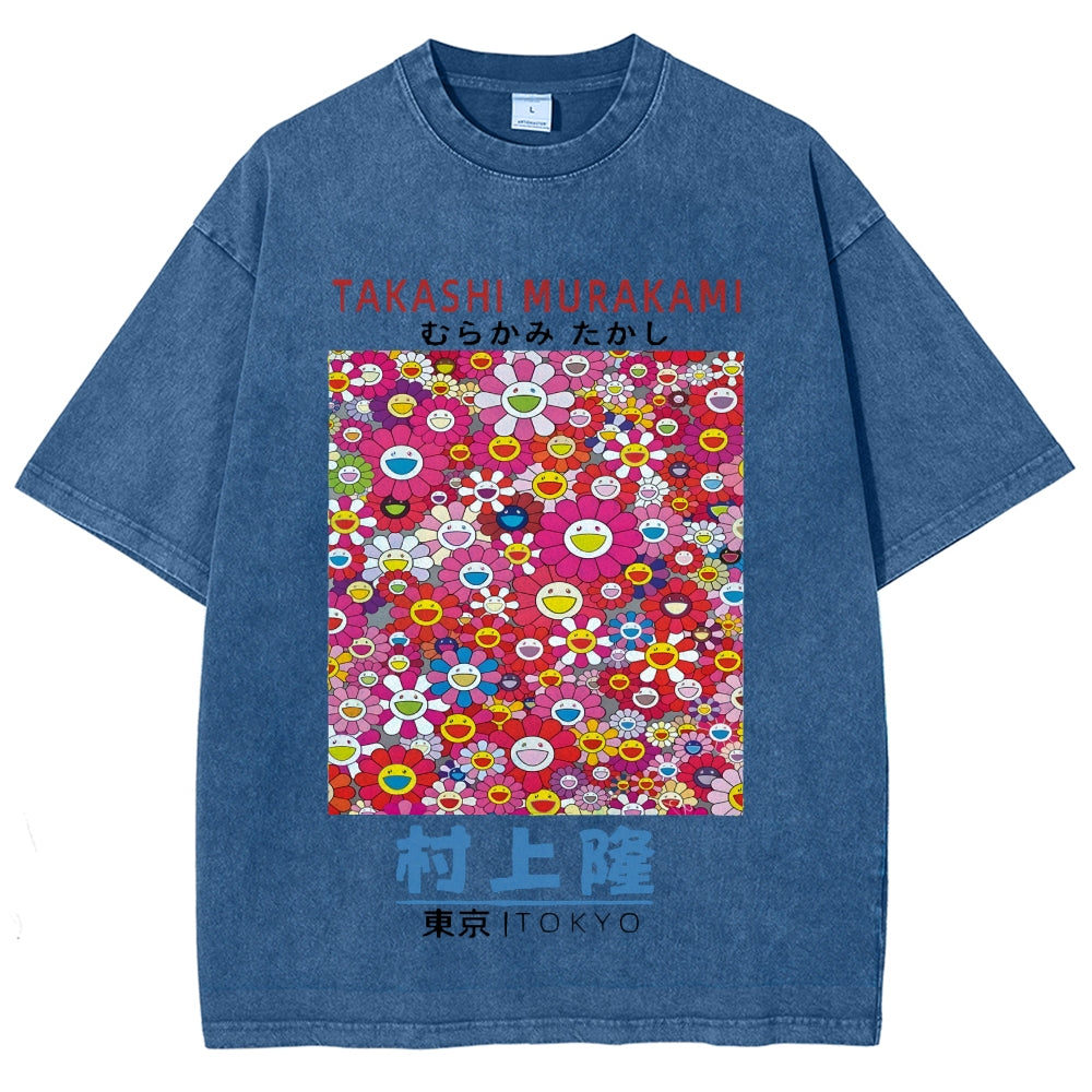 Japan Sunflower Vintage Wash Japanese Design T-Shirt