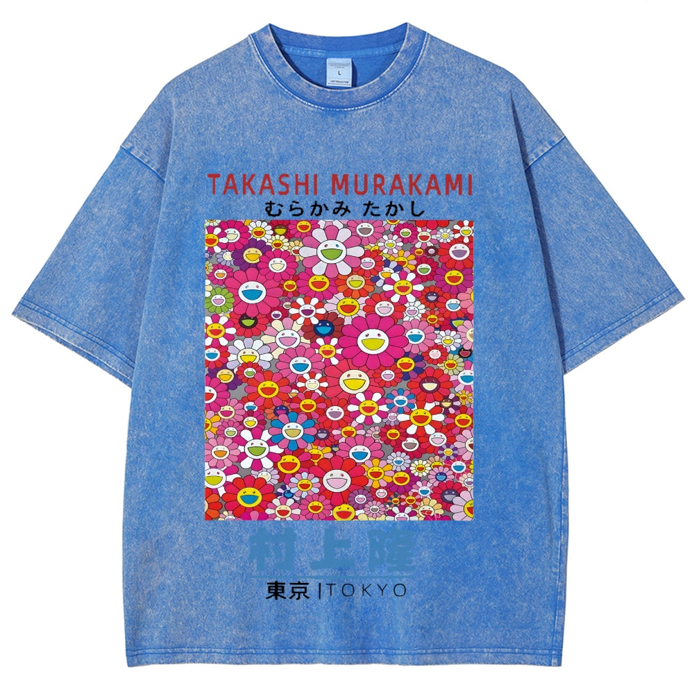 Japan Sunflower Vintage Wash Japanese Design T-Shirt
