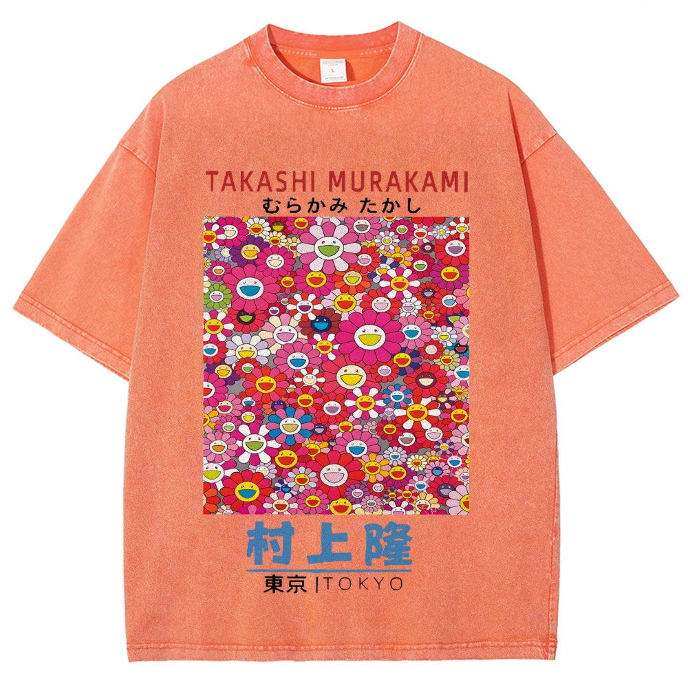 Japan Sunflower Vintage Wash Japanese Design T-Shirt
