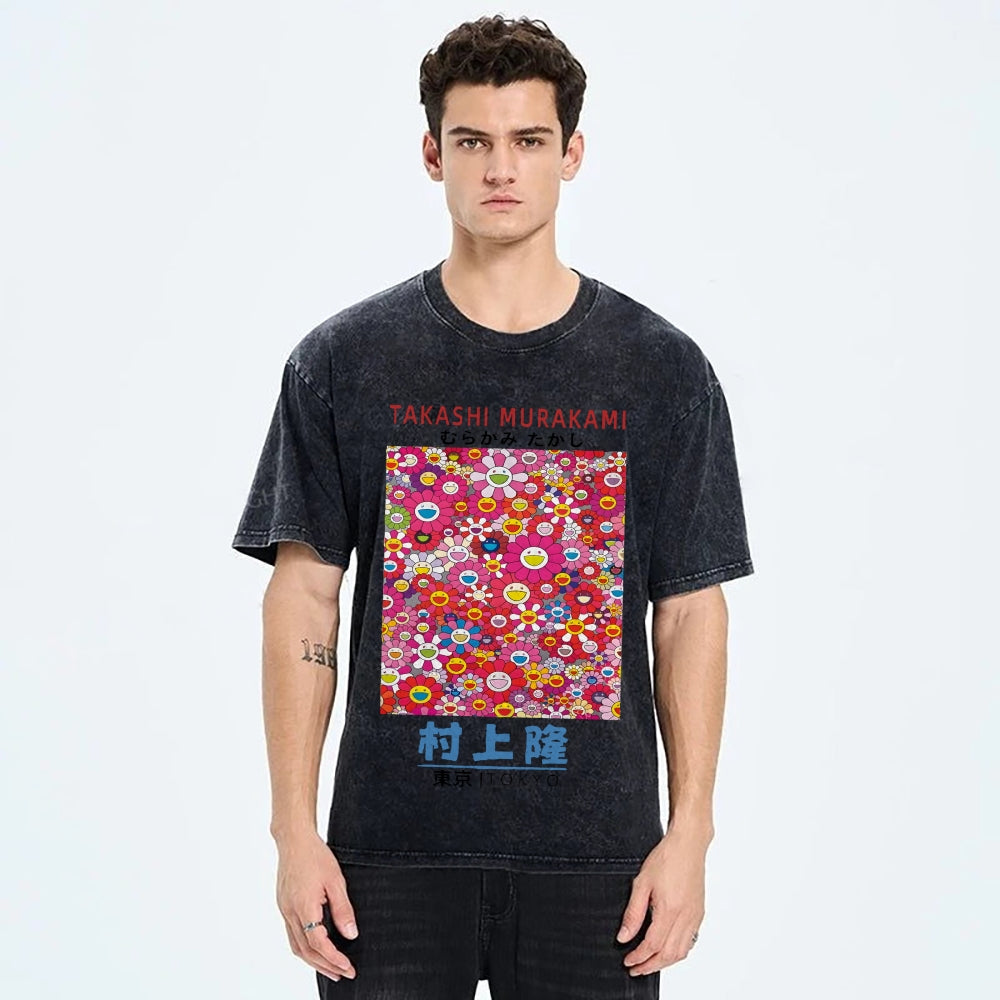 Japan Sunflower Vintage Wash Japanese Design T-Shirt