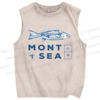 Unisex Mont Sea Fish Printed Washed Tank Top