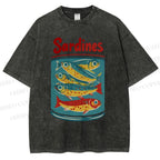Unisex Sardines Printed Washed Tee