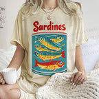 Unisex Sardines Printed Washed Tee