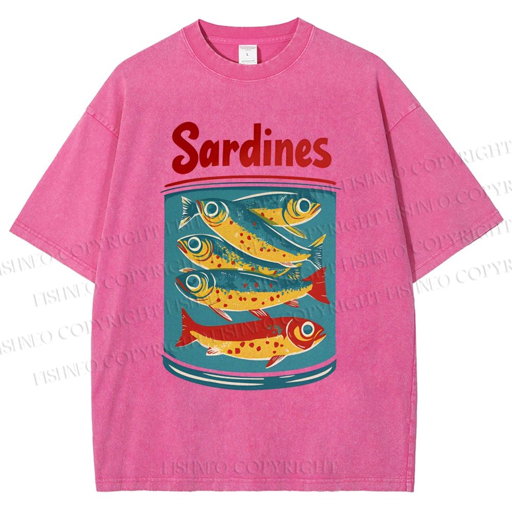 Unisex Sardines Printed Washed Tee