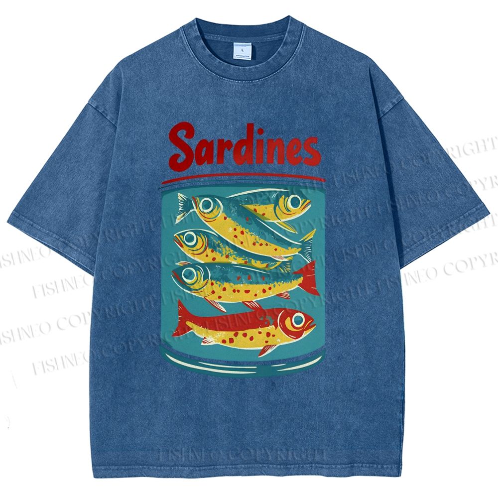 Unisex Sardines Printed Washed Tee