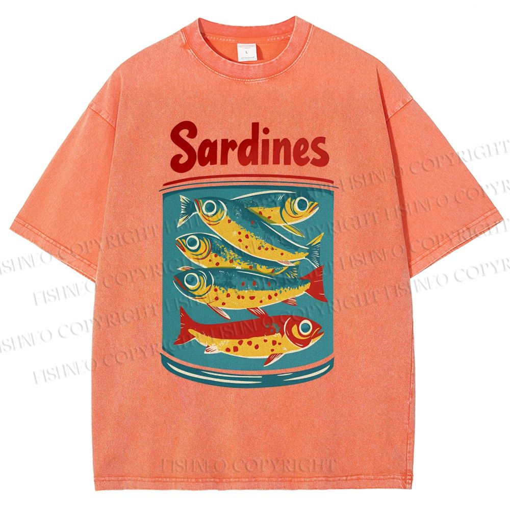 Unisex Sardines Printed Washed Tee