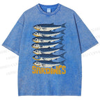 Unisex Sardines Printed Washed Tee