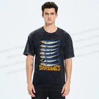 Unisex Sardines Printed Washed Tee