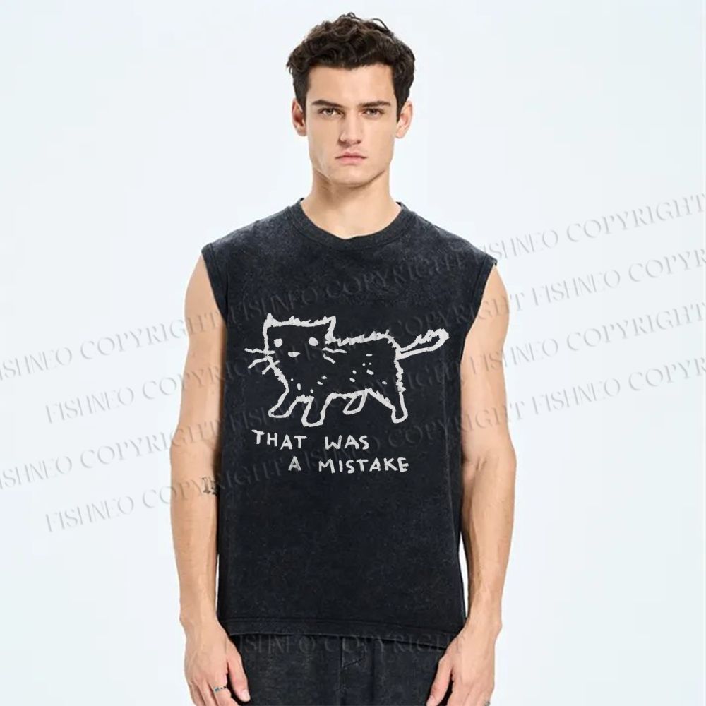 Unisex That Was A Mistake Printed Washed Tank Top