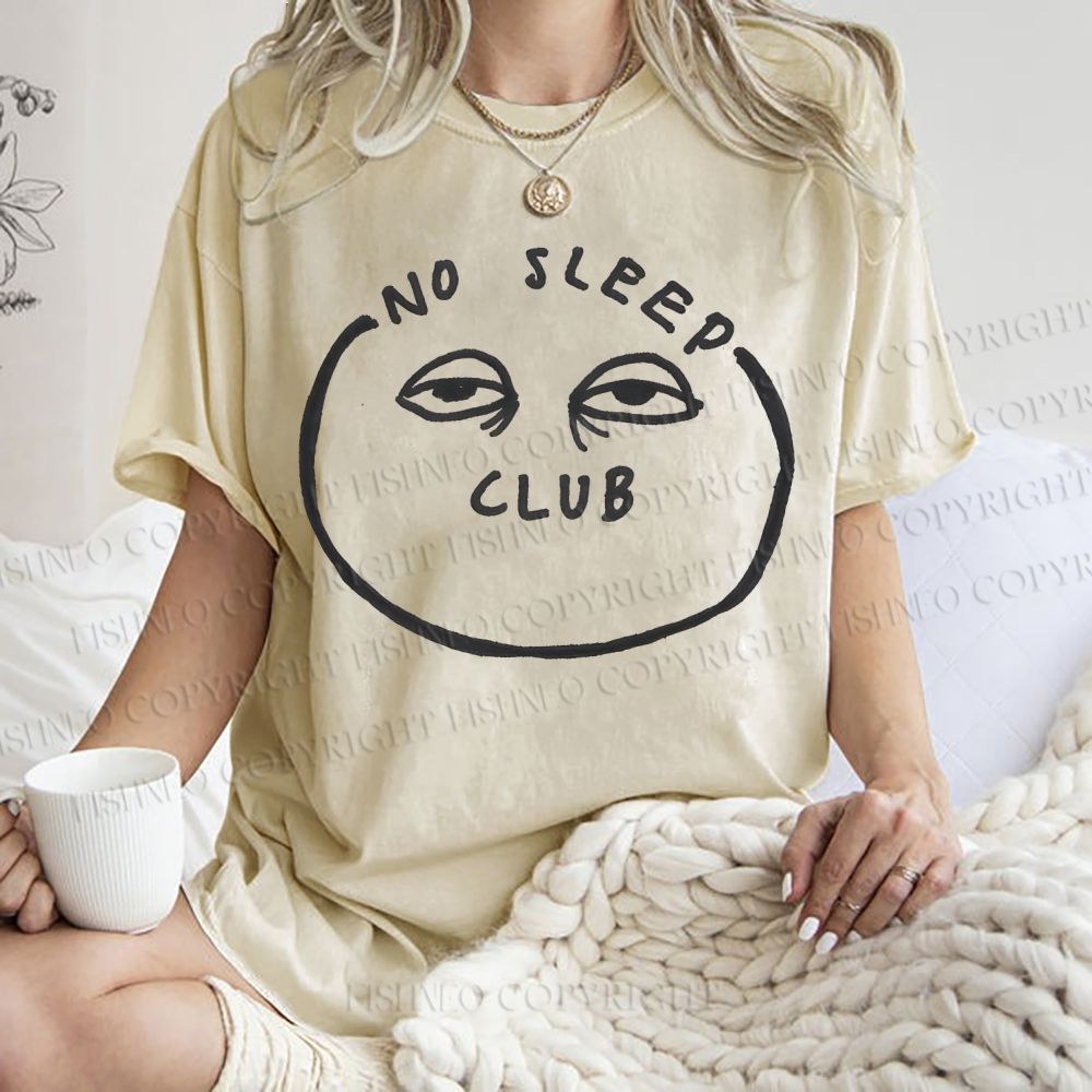 Unisex No Sleep Club Printed Washed Tee