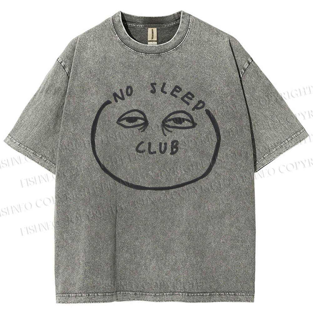 Unisex No Sleep Club Printed Washed Tee