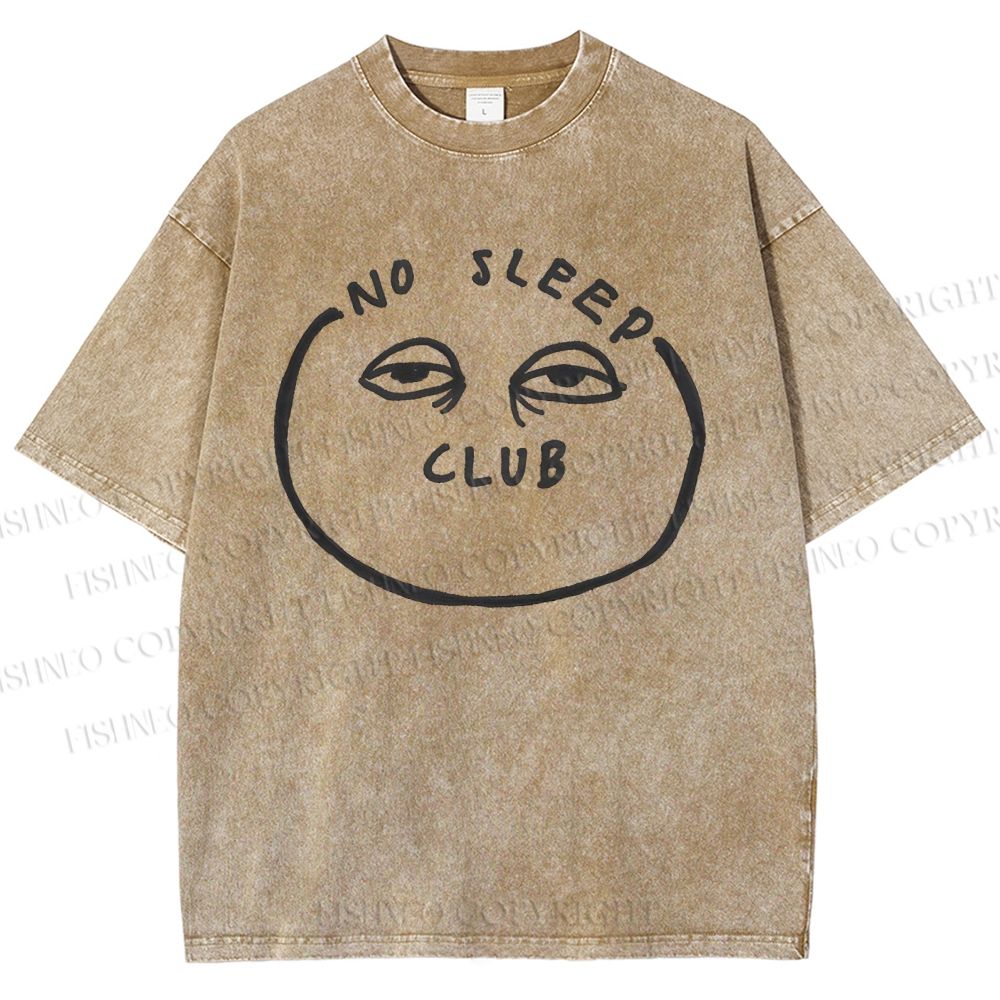 Unisex No Sleep Club Printed Washed Tee