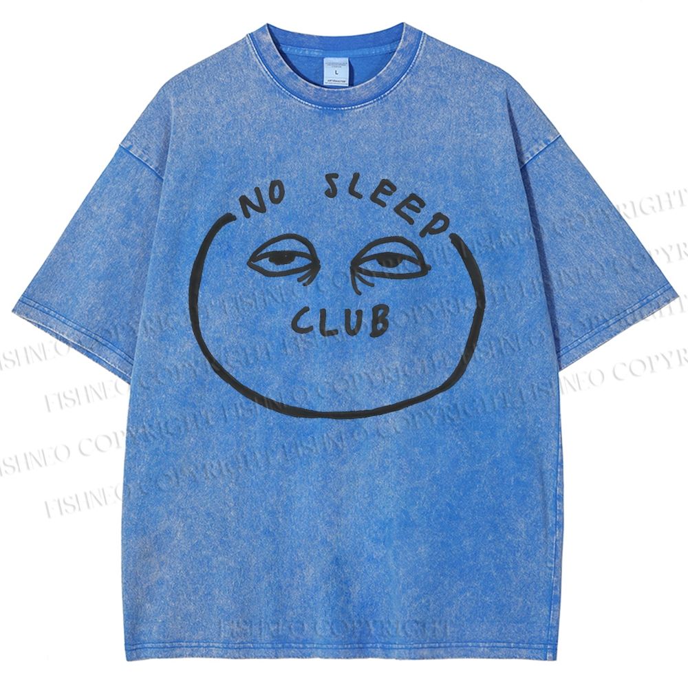 Unisex No Sleep Club Printed Washed Tee