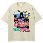 Unisex Cartoon Animation Printed Washed Tee