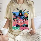 Unisex Cartoon Animation Printed Washed Tee