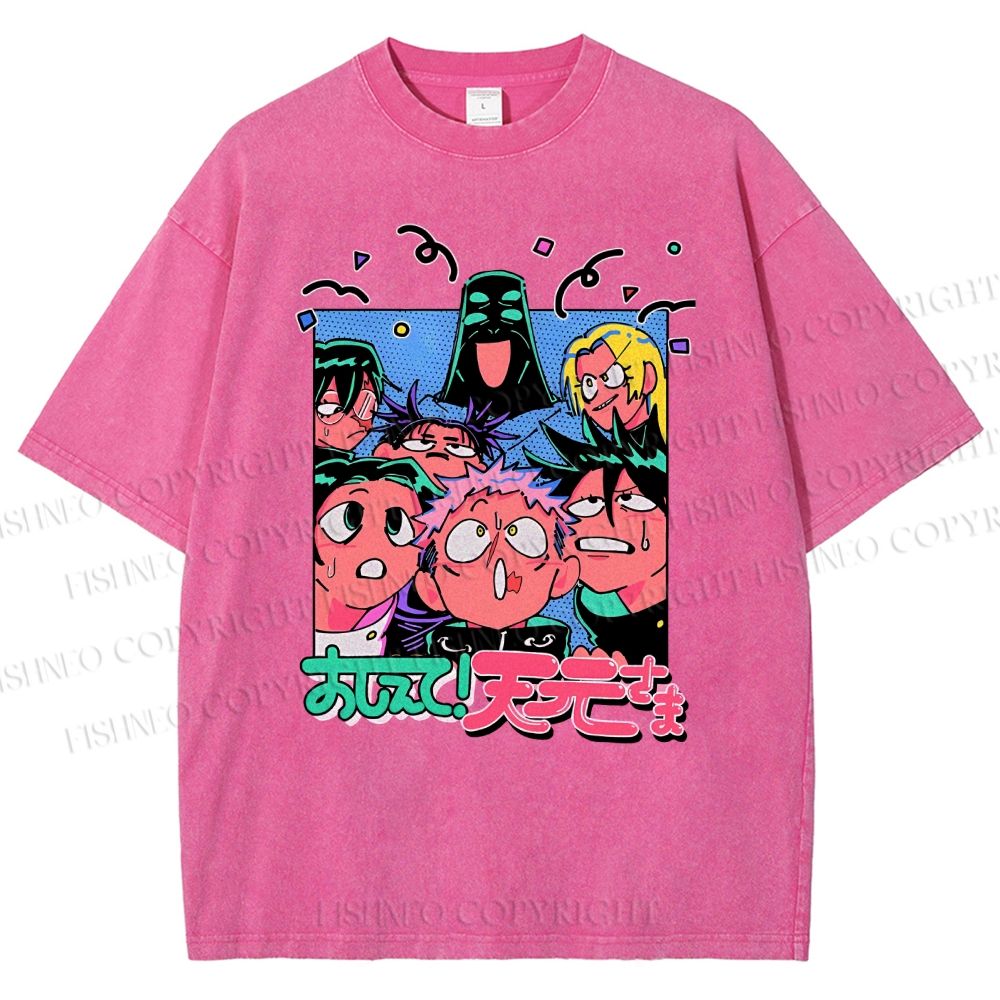 Unisex Cartoon Animation Printed Washed Tee