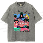 Unisex Cartoon Animation Printed Washed Tee