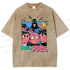 Unisex Cartoon Animation Printed Washed Tee