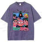 Unisex Cartoon Animation Printed Washed Tee